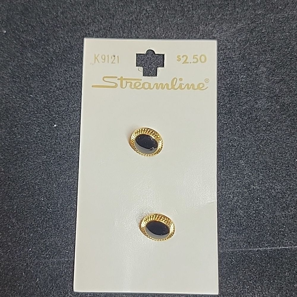 Streamline Vintage Black Gold Round Metal Buttons Cards Set  #K9121